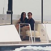Exclusive Allround: U2 singer Bono and wife Ali Hewson are seen boarding on a speedboat to have lunch on Larry Ellison's Yacht, the Rising Sun, with billionaire Roman Abramovich and girlfriend Daria. France - 11.07.10. Pictures: VIPIRELAND.COM