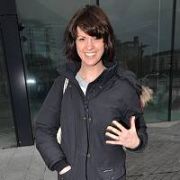 British television presenter, writer and comedian Dawn Porter spotted walking in Dublin Docklands wearing the emerald green engagement ring she accepted from her fiancee actor Chris O'Dowd very recently, Dublin, Ireland - 31.01.12. Pictures: VIPIRELAND.COM